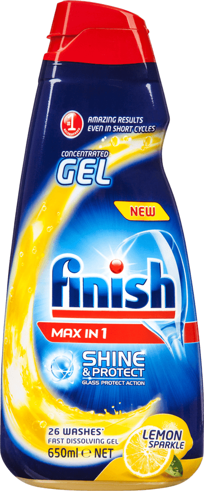 Finish Concentrated Gel is an extraordinary dishwasher detergent, combining all of the cleaning effectiveness of Finish Gel, fast dissolving, suitable for all wash cycles with amazing results even in short cycles.