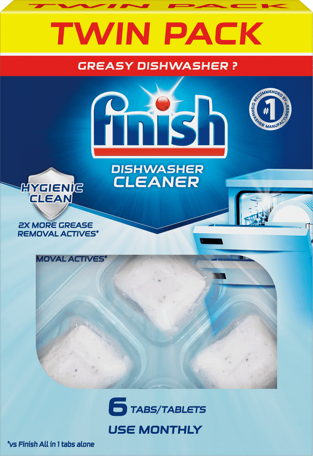 Finish Dishwasher Cleaner Tablets clean your dishwasher while it cleans your dishes.